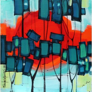 Salman Farooqi, 14 x 14 Inch, Acrylic on Canvas, Cityscape Painting-AC-SF-099